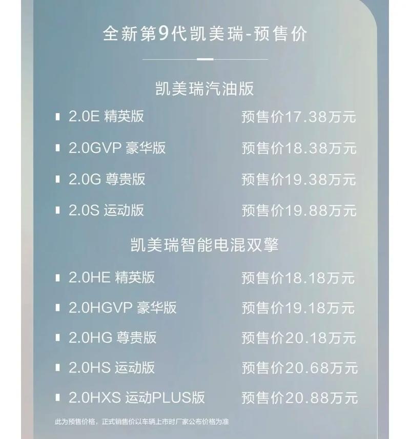 凯美瑞配置,凯美瑞配置详细参数